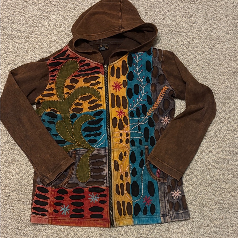 Rising International Earthy Brown Hoodie with style holes.